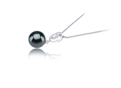 Colgante de perlas Perla Tahití de calidad AAA de 9 a 10mm en color Negro
