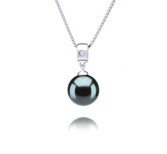 Colgante de perlas Perla Tahití de calidad AAA de 9 a 10mm en color Negro