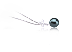 Colgante de perlas Perla Tahití de calidad AAA de 9 a 10mm en color Negro