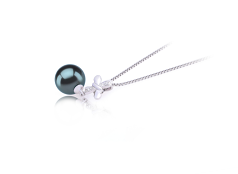 Colgante de perlas Perla Tahití de calidad AAA de 9 a 10mm en color Negro