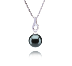 Colgante de perlas Perla Tahití de calidad AAA de 9 a 10mm en color Negro