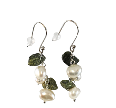 Par de pendientes de perlas Perla de Agua Dulce de calidad A de 5.5 a 8.5mm en color Blanco