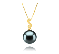 Colgante de perlas Perla Tahití de calidad AAA de 10 a 11mm en color Negro