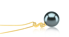 Colgante de perlas Perla Tahití de calidad AAA de 10 a 11mm en color Negro