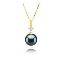 Colgante de perlas Perla Tahití de calidad AAA de 10 a 11mm en color Negro