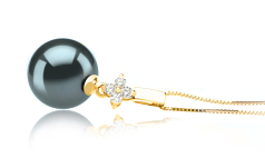 Colgante de perlas Perla Tahití de calidad AAA de 10 a 11mm en color Negro