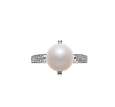 Anillo de perlas Perla de Agua Dulce de calidad AAA de 8 a 9mm en color Blanco