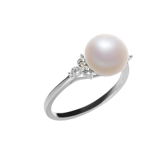 Anillo de perlas Perla de Agua Dulce de calidad AAA de 8 a 9mm en color Blanco