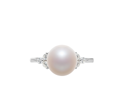 Anillo de perlas Perla de Agua Dulce de calidad AAA de 8 a 9mm en color Blanco