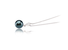 Colgante de perlas Perla Akoya Japonesa de calidad AA de 8 a 9mm en color Negro