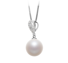Colgante de perlas Perla de Agua Dulce de calidad AAAA de 10 a 11mm en color Blanco