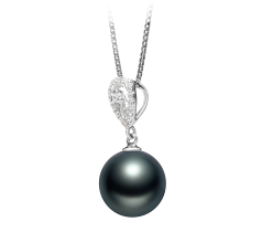 Colgante de perlas Perla Tahití de calidad AAA de 10 a 11mm en color Negro