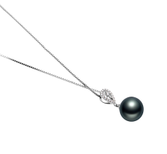 Colgante de perlas Perla Tahití de calidad AAA de 10 a 11mm en color Negro
