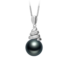 Colgante de perlas Perla Tahití de calidad AAA de 10 a 11mm en color Negro