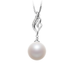 Colgante de perlas Perla de Agua Dulce de calidad AAAA de 10 a 11mm en color Blanco