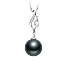 Colgante de perlas Perla Tahití de calidad AAA de 10 a 11mm en color Negro