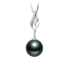 Colgante de perlas Perla Tahití de calidad AAA de 10 a 11mm en color Negro