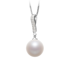 Colgante de perlas Perla de Agua Dulce de calidad AAAA de 10 a 11mm en color Blanco