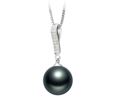 Colgante de perlas Perla Tahití de calidad AAA de 10 a 11mm en color Negro