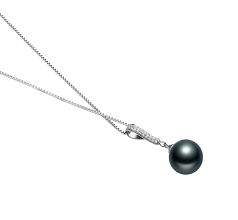 Colgante de perlas Perla Tahití de calidad AAA de 10 a 11mm en color Negro