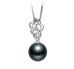 Colgante de perlas Perla Tahití de calidad AAA de 10 a 11mm en color Negro