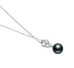 Colgante de perlas Perla Tahití de calidad AAA de 10 a 11mm en color Negro