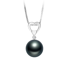 Colgante de perlas Perla Tahití de calidad AAA de 10 a 11mm en color Negro