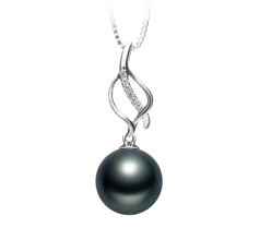 Colgante de perlas Perla Tahití de calidad AAA de 10 a 11mm en color Negro