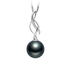 Colgante de perlas Perla Tahití de calidad AAA de 10 a 11mm en color Negro