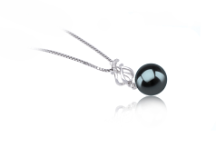Colgante de perlas Perla Tahití de calidad AAA de 9 a 10mm en color Negro