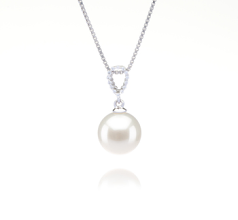Colgante de perlas Perla de Agua Dulce de calidad AAAA de 9 a 10mm en color Blanco