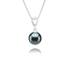 Colgante de perlas Perla Tahití de calidad AAA de 9 a 10mm en color Negro