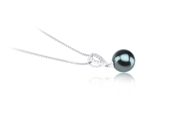 Colgante de perlas Perla Tahití de calidad AAA de 9 a 10mm en color Negro