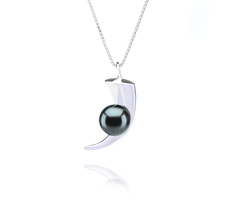Colgante de perlas Perla Tahití de calidad AAA de 9 a 10mm en color Negro