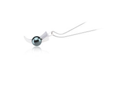 Colgante de perlas Perla Tahití de calidad AAA de 9 a 10mm en color Negro