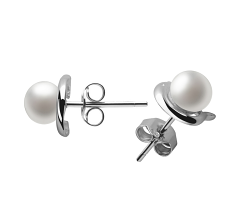 Par de pendientes de perlas Perla de Agua Dulce de calidad AAA de 5 a 6mm en color Blanco