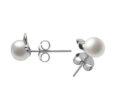 Par de pendientes de perlas Perla de Agua Dulce de calidad AAA de 5 a 6mm en color Blanco