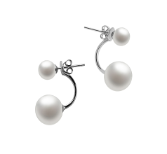 Par de pendientes de perlas Perla de Agua Dulce de calidad AAA de 6 a 11mm en color Blanco