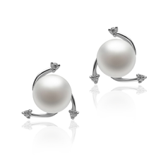 Par de pendientes de perlas Perla de Agua Dulce de calidad AA de 7 a 8mm en color Blanco