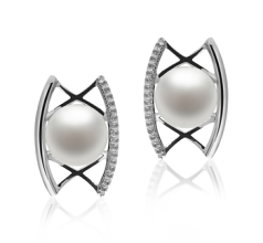 Par de pendientes de perlas Perla de Agua Dulce de calidad AAA de 8 a 9mm en color Blanco