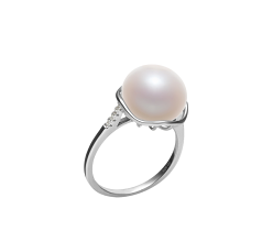 Anillo de perlas Perla de Agua Dulce de calidad AAA de 11 a 12mm en color Blanco