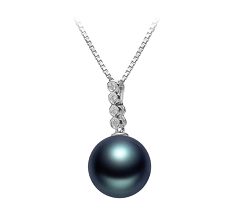 Colgante de perlas Perla Tahití de calidad AAA de 10 a 11mm en color Negro