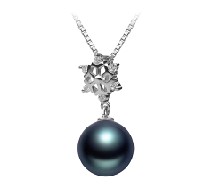 Colgante de perlas Perla Tahití de calidad AAA de 10 a 11mm en color Negro