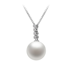 Colgante de perlas Perla de Agua Dulce de calidad AAAA de 10 a 11mm en color Blanco