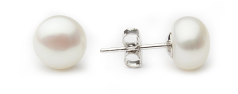 Par de pendientes de perlas Perla de Agua Dulce de calidad AA de 8 a 8.5mm en color Blanco