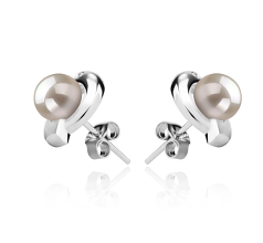 Par de pendientes de perlas Perla de Agua Dulce de calidad AAAA de 6 a 7mm en color Blanco