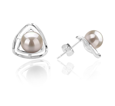 Par de pendientes de perlas Perla de Agua Dulce de calidad AAAA de 6 a 7mm en color Blanco