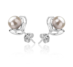 Par de pendientes de perlas Perla de Agua Dulce de calidad AAAA de 6 a 7mm en color Blanco