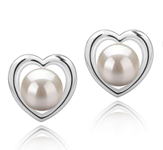 Par de pendientes de perlas Perla de Agua Dulce de calidad AAAA de 8 a 9mm en color Blanco