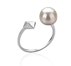 Anillo de perlas Perla de Agua Dulce de calidad AAAA de 7 a 8mm en color Blanco